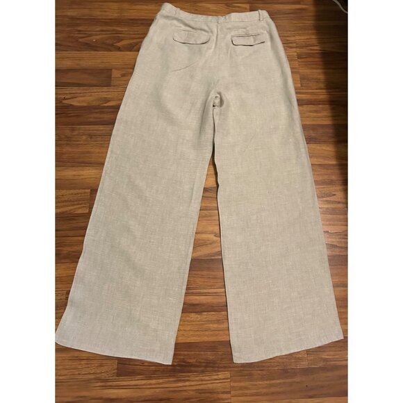 J.Crew Essential Wide Leg 100% LINEN Pants Womens 6 Beige High Rise Trousers Wor - Picture 3 of 12